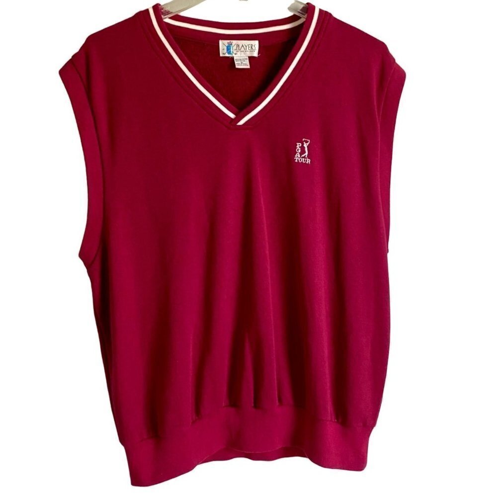 Players by Van Heusen PGA Tour V Neck Maroon Pullover Golf Vest Mens XL